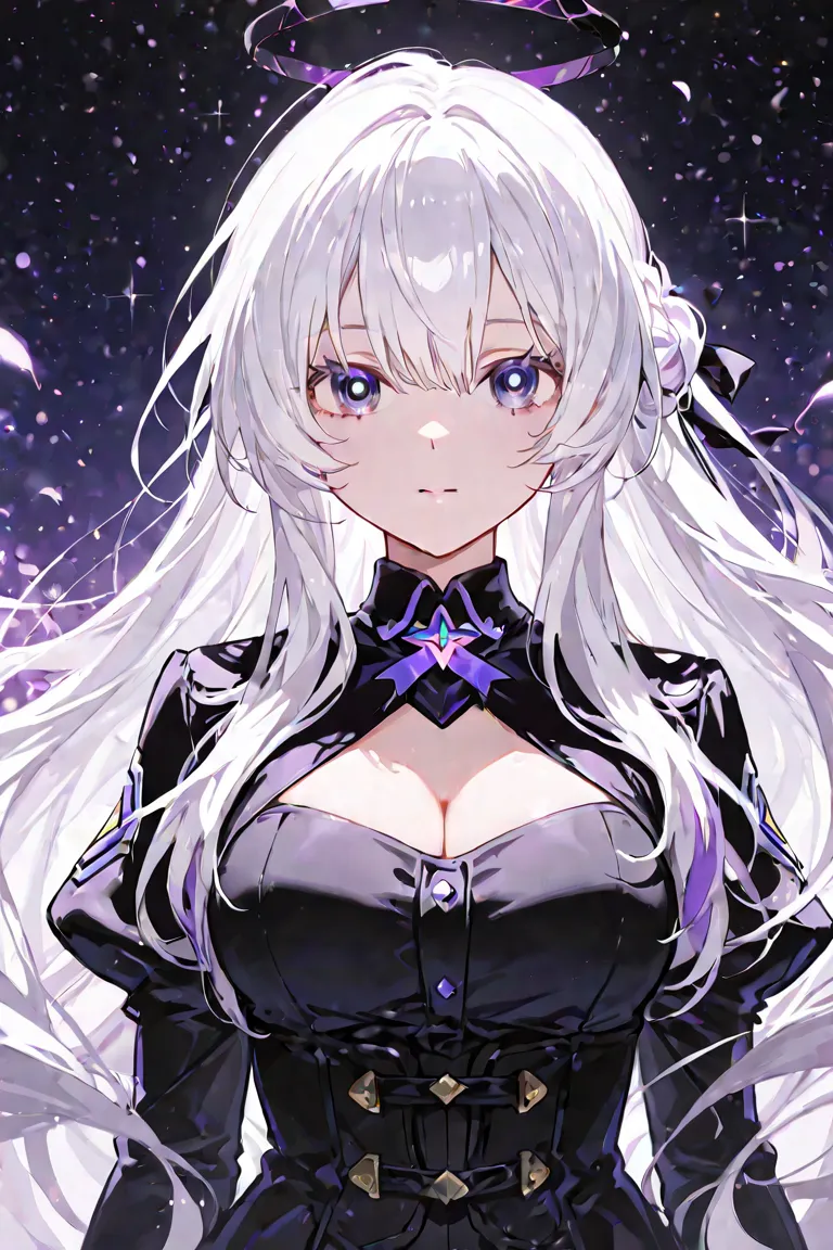 Create an image of a girl with white hair and violet eyes