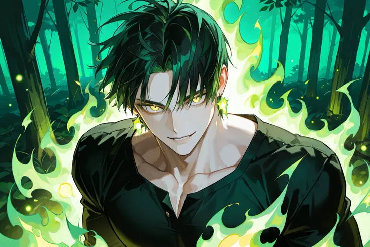 bottom view, In profile arrogant Boy with black hair, black hair develops down the wind. Bright golden eyes, bright yellow-golden eyes, burning yellow eyes, haughty look, looks down, without bangs, pale skin, yellow eyes with narrow elongated pupils, Glass...