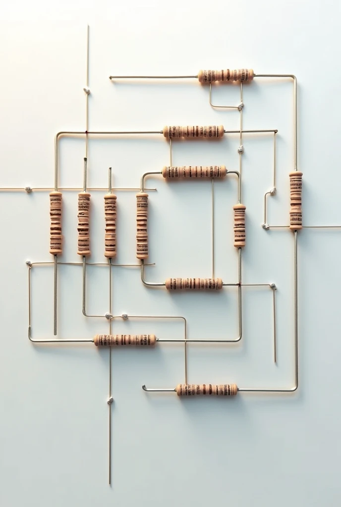 A mixed circuit with 4 resistors in series and 3 resistors in parallel