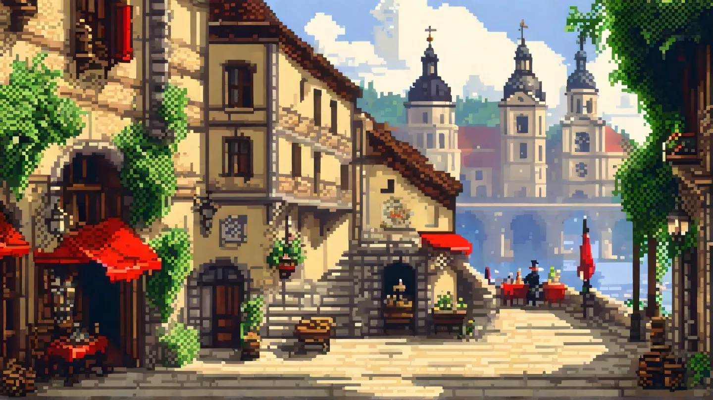 create a pixelart of xix century europe