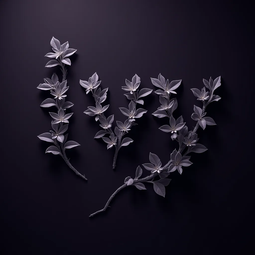  IVY flower and only i need flower it's black and white  and this leases and these IVY letter putting indigo purple color 