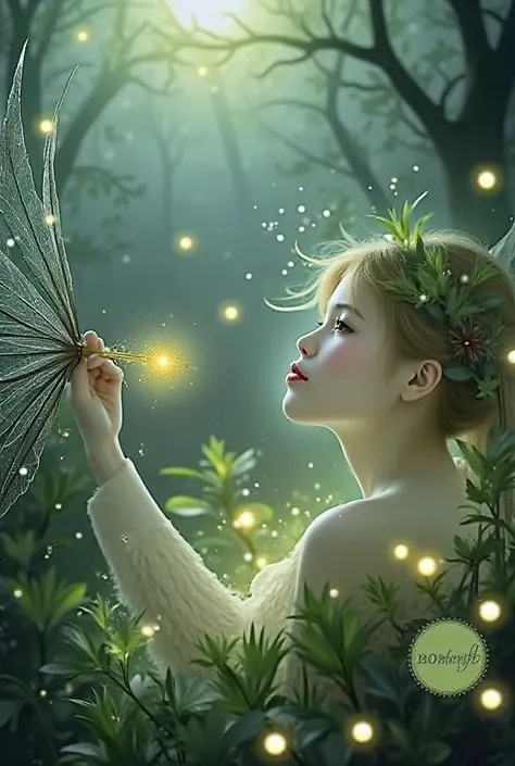 Use this photo to create an image of a fairy under the moonlight