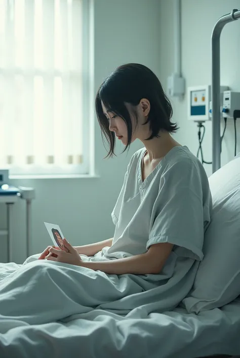 A patient sitting alone in a hospital