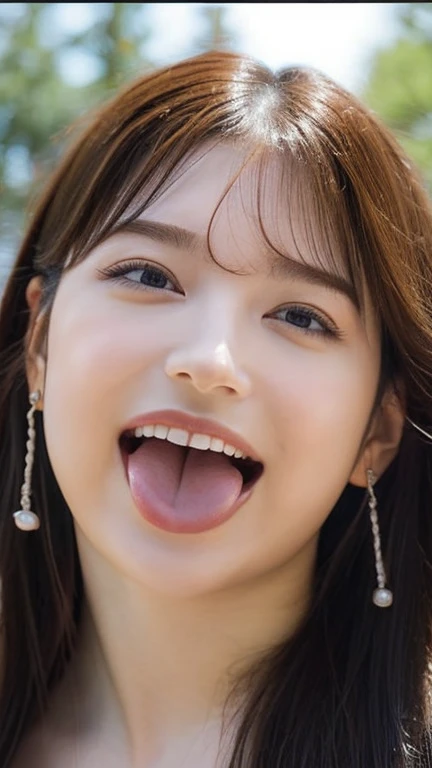 4K、  invites realistic depictions of women 、  to the top for beautiful image quality 、、 beautiful girl、20 years old、mouth、baby face、Mainly draw the mouth large.、 mouth as the main part of the screen、  looks up、Wide open mouth、tongue、tongue、Get your tongue ...