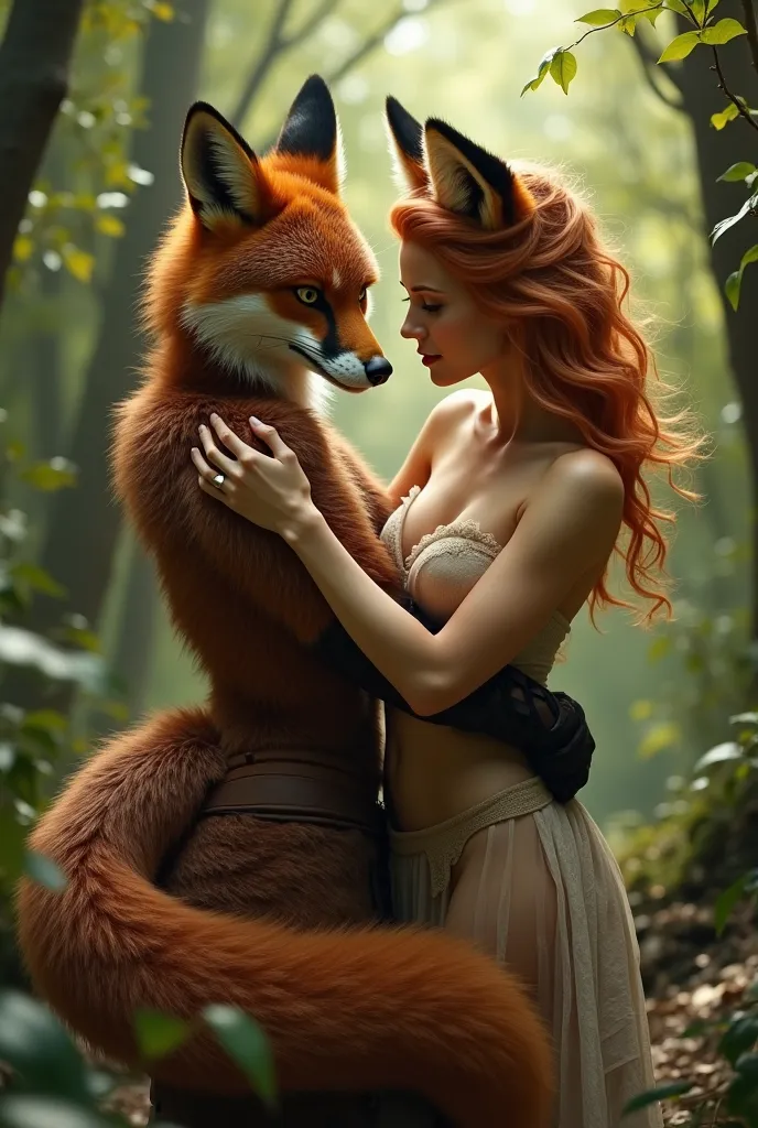 A woman role playing as a fox while having sex