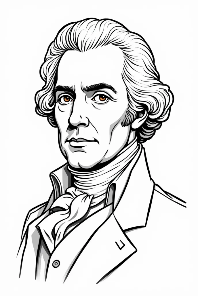 b/w outline art for a coloring book page President Andrew Jackson coloring pages, full white, s style, white background, portrait, sketch style, full body (((((white background))))), only use outline., cartoon style, line art, coloring book, clean line art...