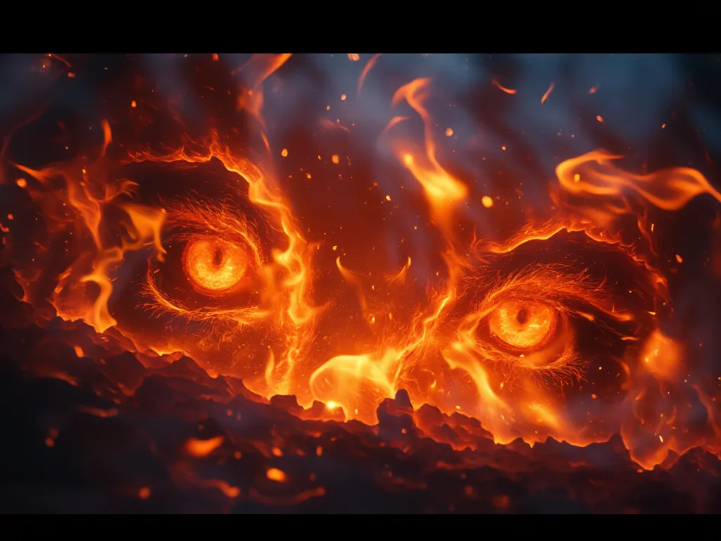 fire have angry eyes in side