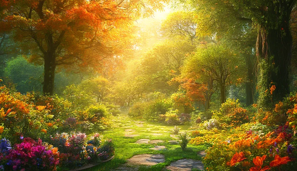 a colorfull garden background. the background have a sunshine day.