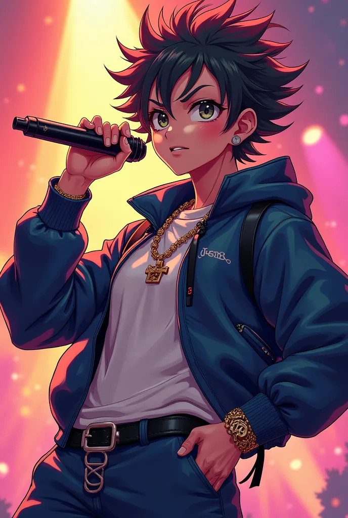 Hold this microphone　anime　Chee beef　 Action Pose 　 rapper　up