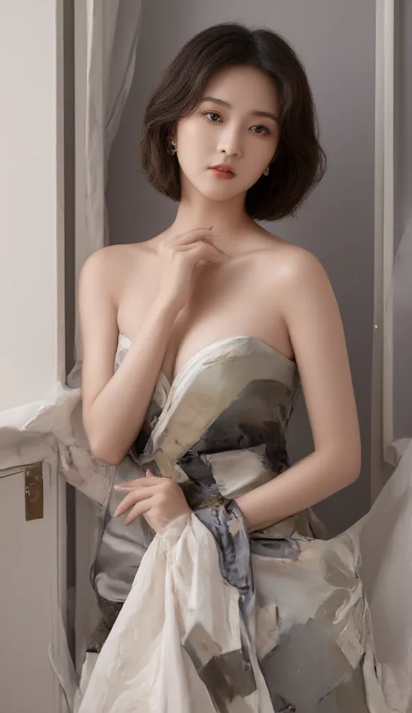 beautiful Korean girl, masterpiece, stunning, high detail, 8k, modern dress