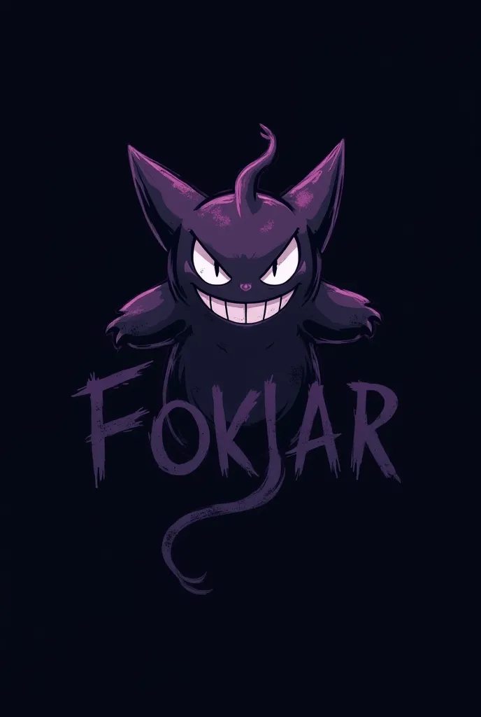 Logo with Pokemon Gengar in a drawing with a black background