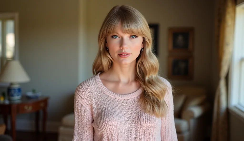 ((( masterpiece ))), ((( high quality ))), (( very detailed )), ( photograph ), (( Very Delicate and Beautiful  )),high resolution,
a blonde ((Taylor Swift)) Young, 
( detailed and very blue eyes ), ( Detailed facial features ),(( perfect fingers)), (((int...