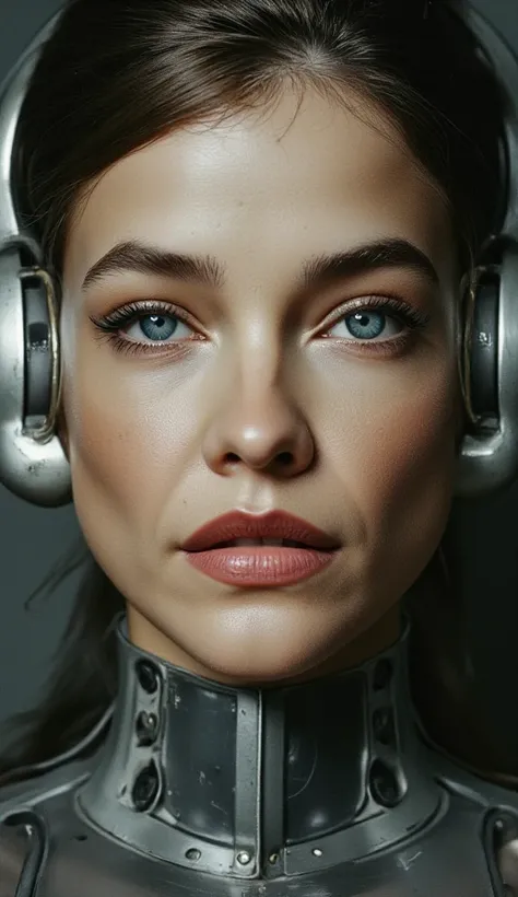 Woman Face in robot cyborg 