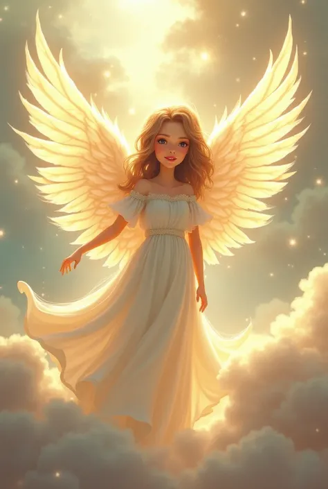 Animated angel with wings for girl