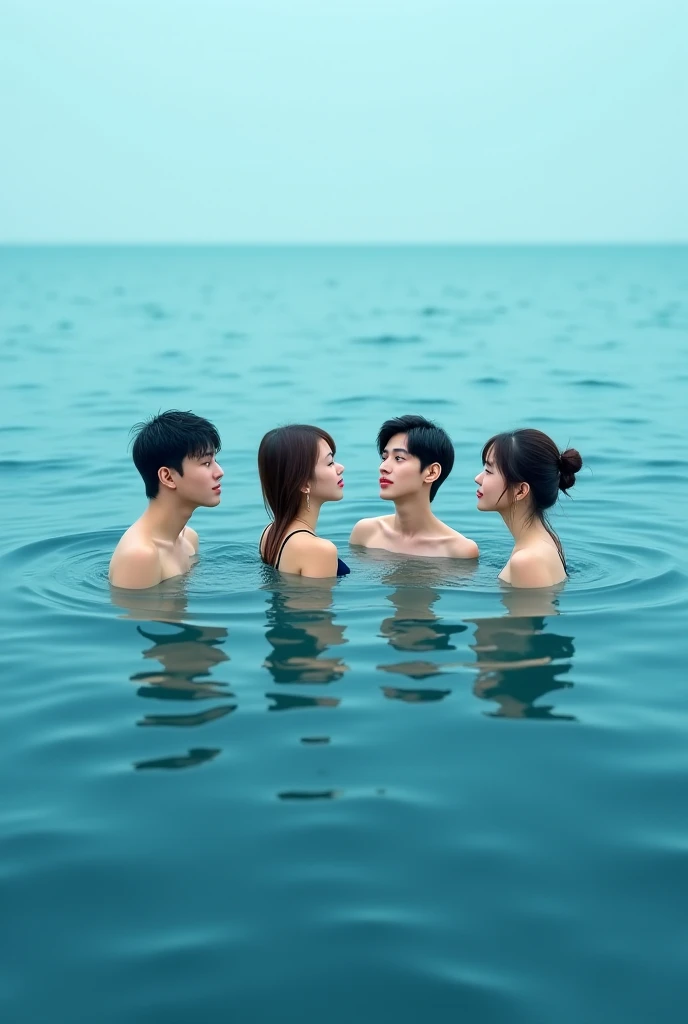 2 mens and 2 womens in sea inside