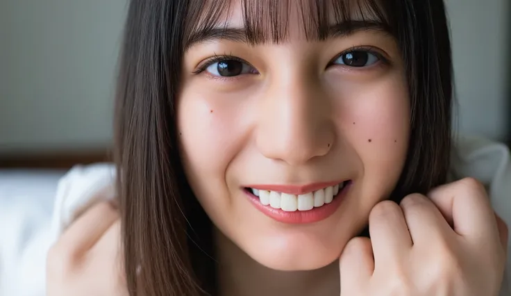 orgy, [Insert , Japanese Girls, cute, Lie in bed wearing a short black bob , happy face, during anal sex , naked, I'm so excited on my face , showing off her vagina , The girl's face is full of sperm , Wet vagina , girls are peeing