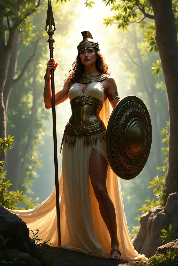 Goddess Diana with her spear shield and helmet 