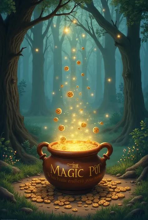 The Magic Pot

Deep in the heart of an old forest, a young girl named Lila discovered an ancient pot buried beneath a gnarled oak tree. As she dusted it off, golden letters appeared: "Whisper your wish."

Curious, Lila whispered, “I wish for endless cookie...