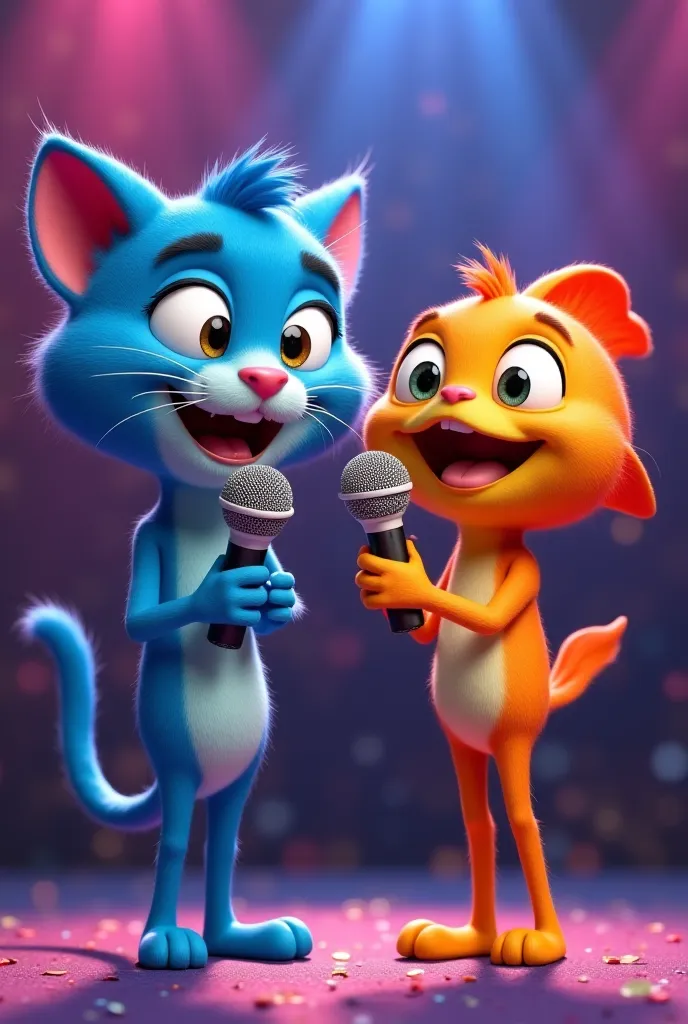 Gumball and Darwin each with one microphone