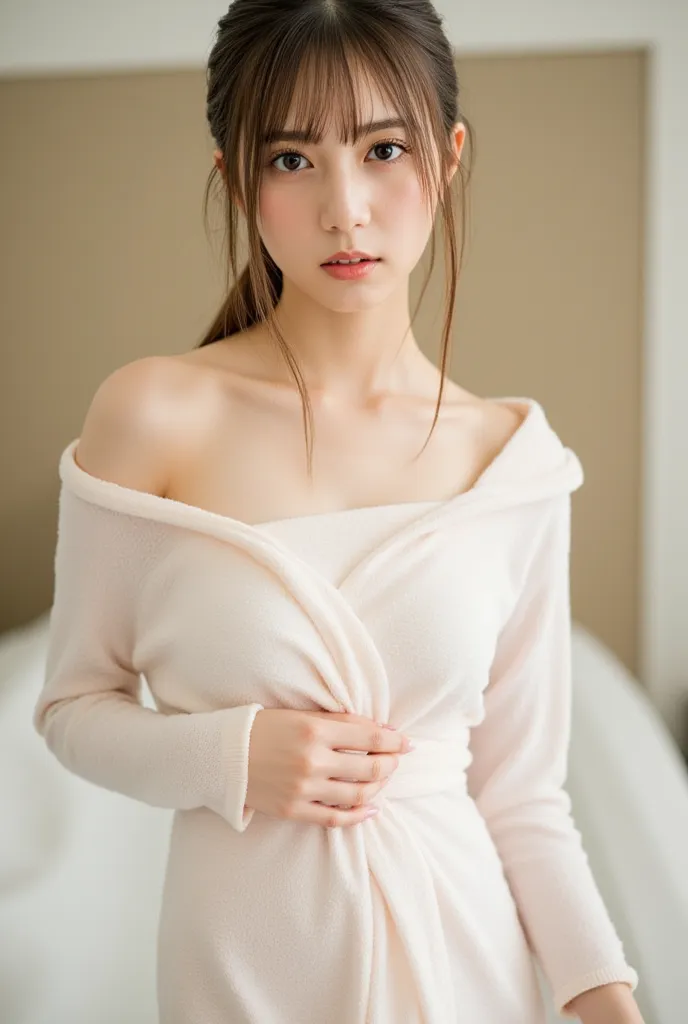 A Beautiful 24-Year-Old Japanese Adult Woman 、heavy makeup、 very cute face、Beautiful duo、long eyelashes、very white skin、 pear shape、Long、small head、There are no Korean characteristics 、 photos、Actual product、Super tight, Long-sleeved towel made of ultra-th...