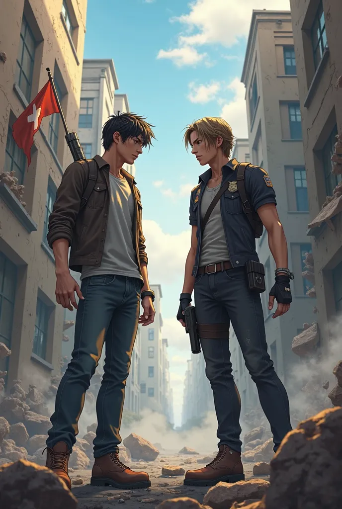 create an animated fanart of Minho from The Maze Runnera and Leon Kennedy from Resident Evil