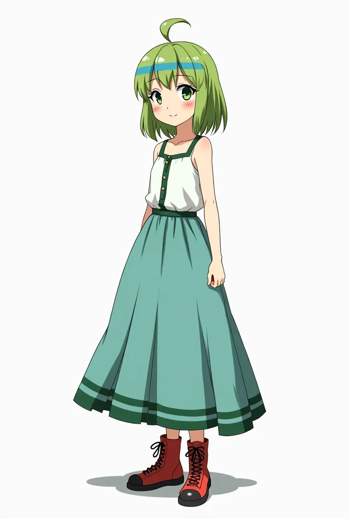 Physical Appearance and Style:
 * skin and hair: Strata has sun-tanned skin and peculiar green hair with bluish stripes arranged horizontally, straight down to her shoulders. . Her bangs fall to the right, adding a distinctive touch to her appearance.
 * E...