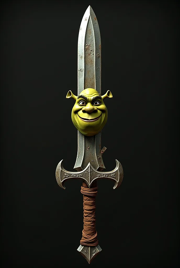 Dirty sword with Shrek's head in the middle