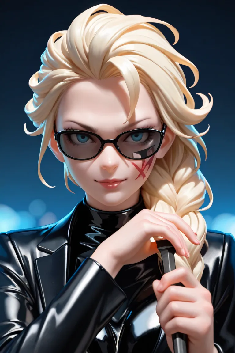 realistic elsa, in sexy latex catwoman outfit, high jump attacks agent smith from the matrix with axe in hand. 8k resolution, (best quality: 1.1), (anatomically accurate: 1.1), (perfect hand: 1.1 ), ( (Face details: 1.3)), (skin details), (perfect eyes), (...