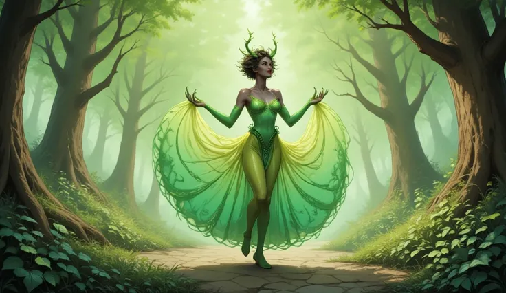 Arbolaria dancing with dress, mtg style