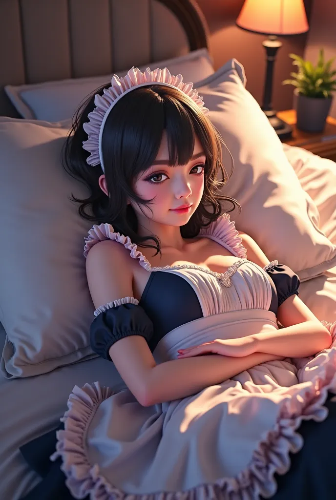 Hot anime girl maid bedding down