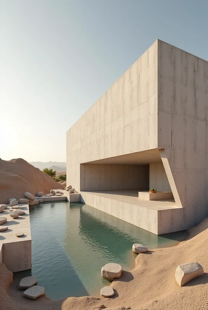 Here are 10 design ideas inspired by Tadao Ando's philosophy, tailored for Kerman's desert context, emphasizing human experience and introspection through materiality, light, and spatial poetry:

---

### 1. **Desert Meditation Pavilion**  
A monolithic co...