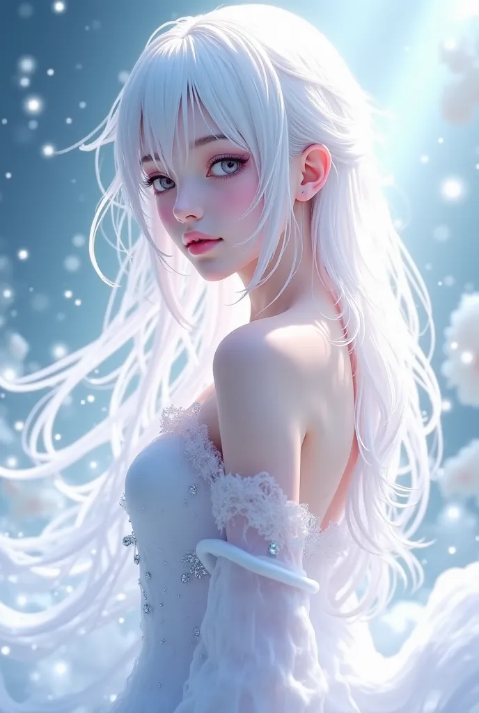 An anime goddess beautiful pale skin 