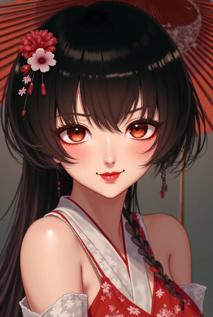 Create a Japanese woman with a naughty face 