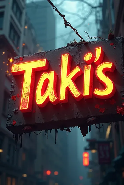 Can you write “taki's” on top of the image as if it were a title ? 