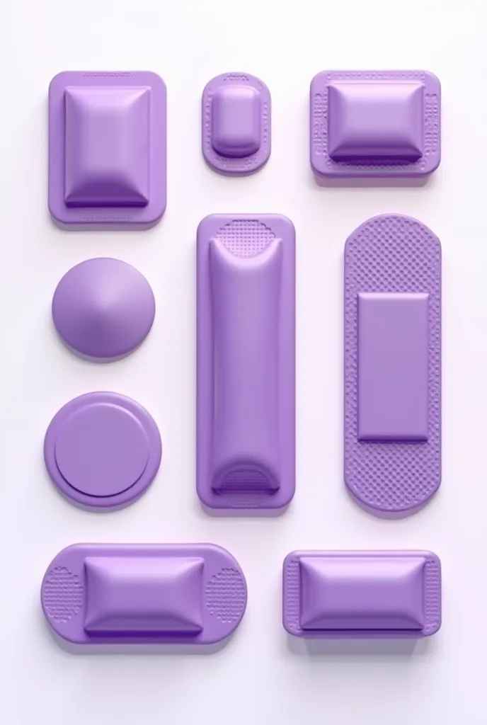 Generate some medical plasters in 3d using violet colors