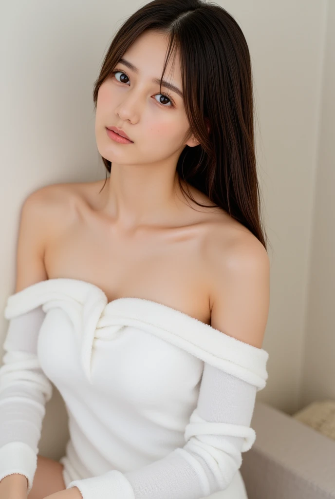 Beautiful 24 Year Old Japanese Adult Female 、heavy makeup、 very cute face、Beautiful duo、long eyelashes、very white skin、 pear shape、Long、small head、There are no Korean characteristics 、 photos、Actual product、Super tight, Long-sleeved towel made of ultra-thi...