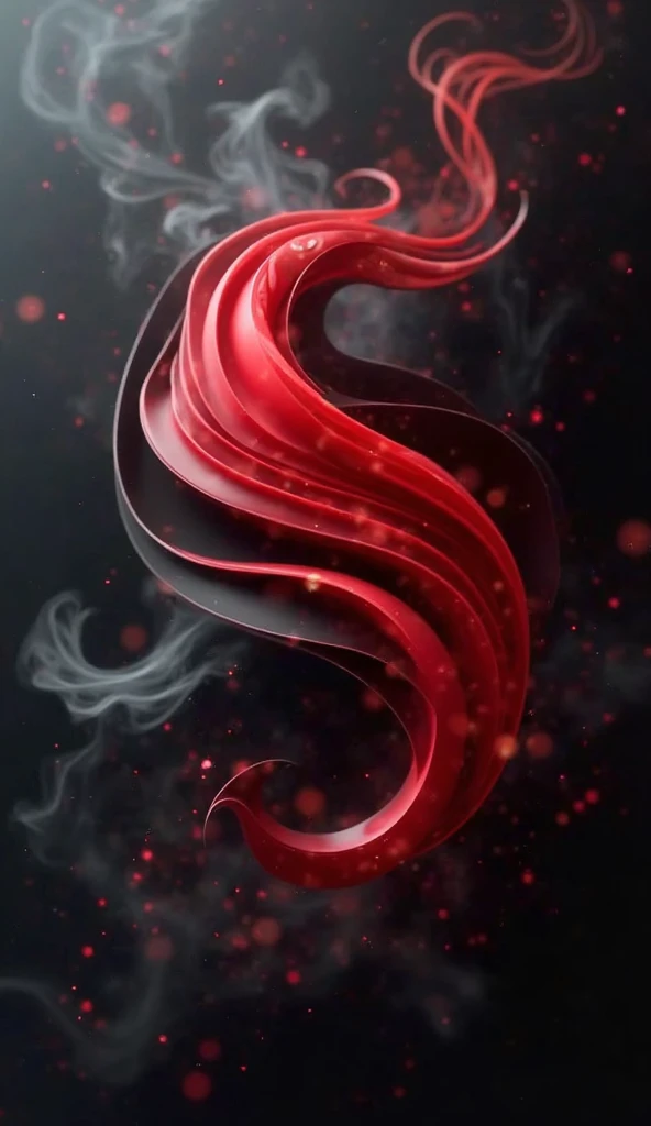 Create a logo with a red and black background in the form of semi-transparent waves and some transparent smoke.  Everything is well blurred and looks blurry