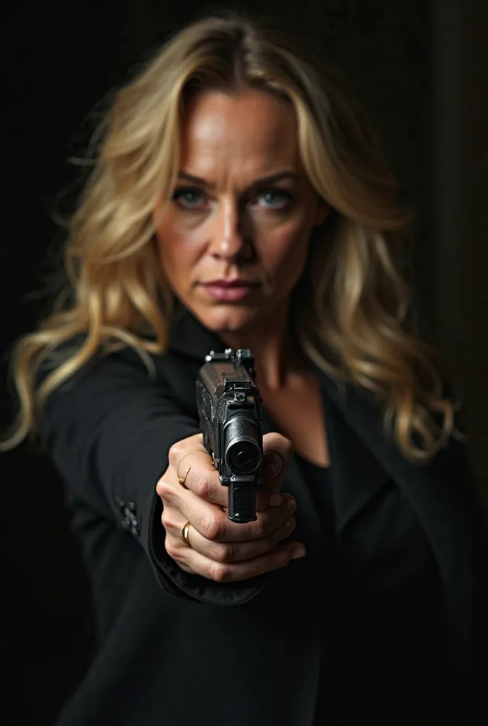 Tina o brien holding a gun 