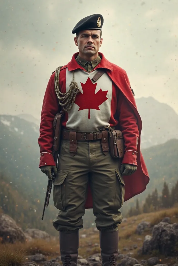 I would like to make a video with the emblem of Canada dressed as a soldier