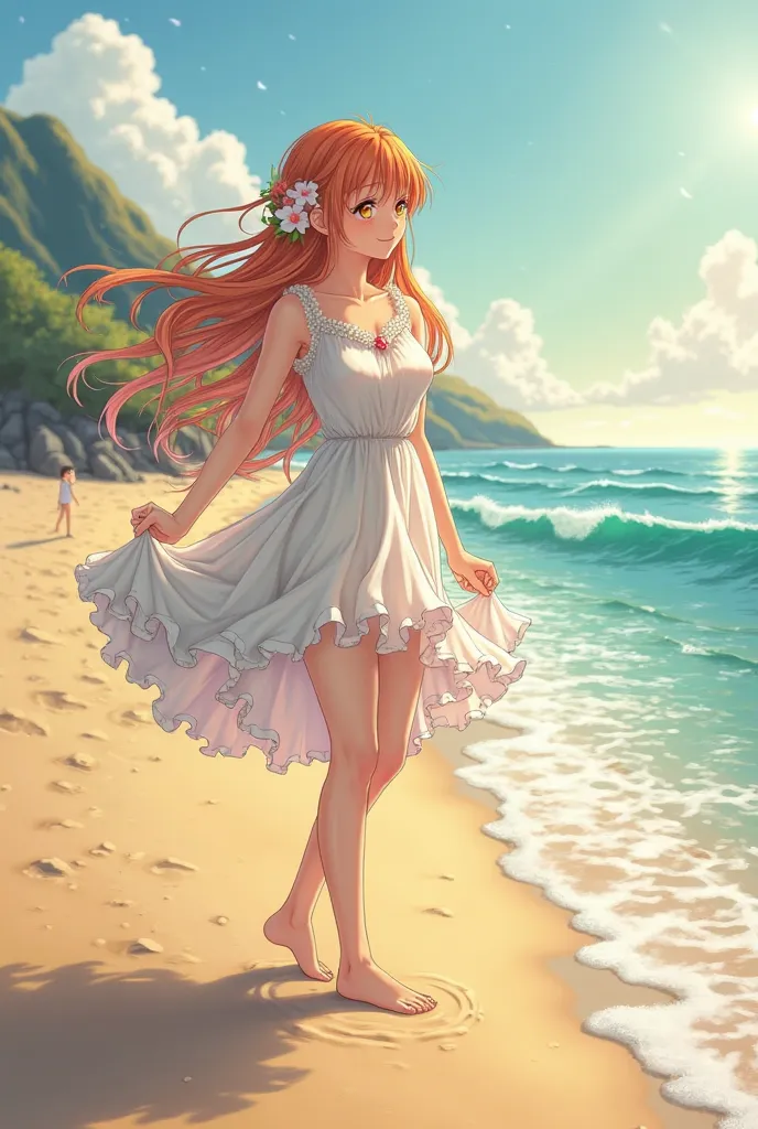 Marin Kitagawa on the beach in the late afternoon 