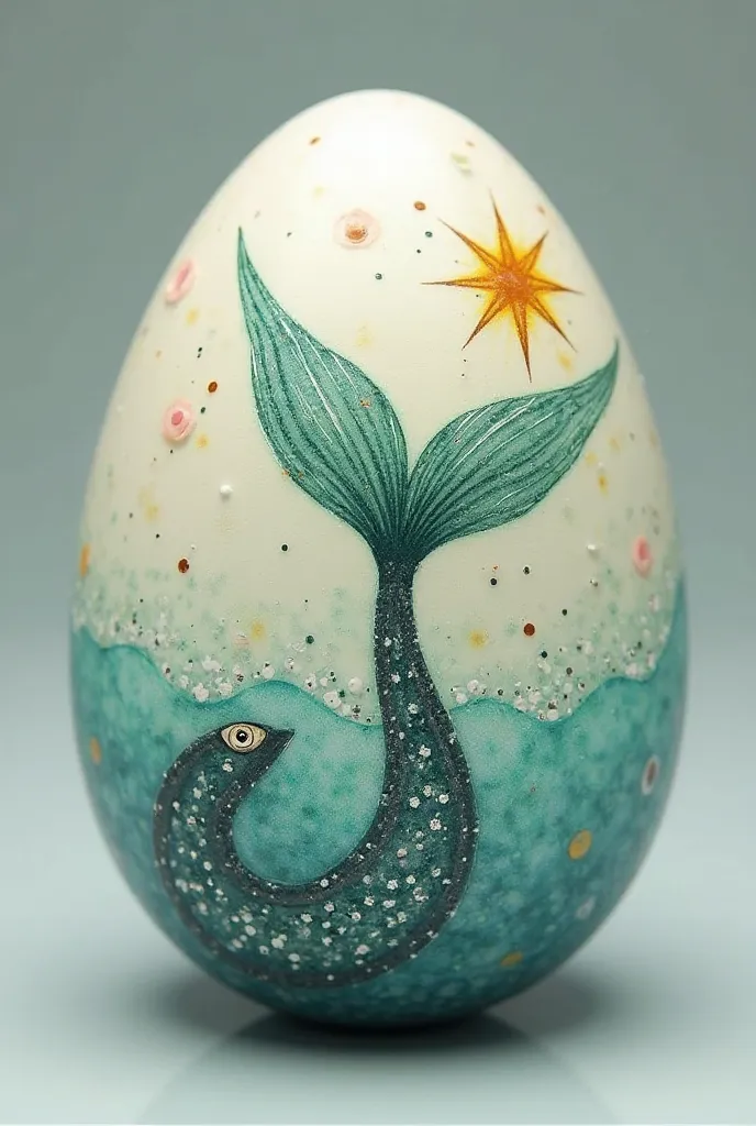 Easter egg with the drawing of mermaid tail and star by ms de fondan 