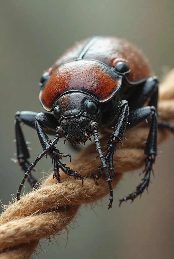 Beetle biting a rope 