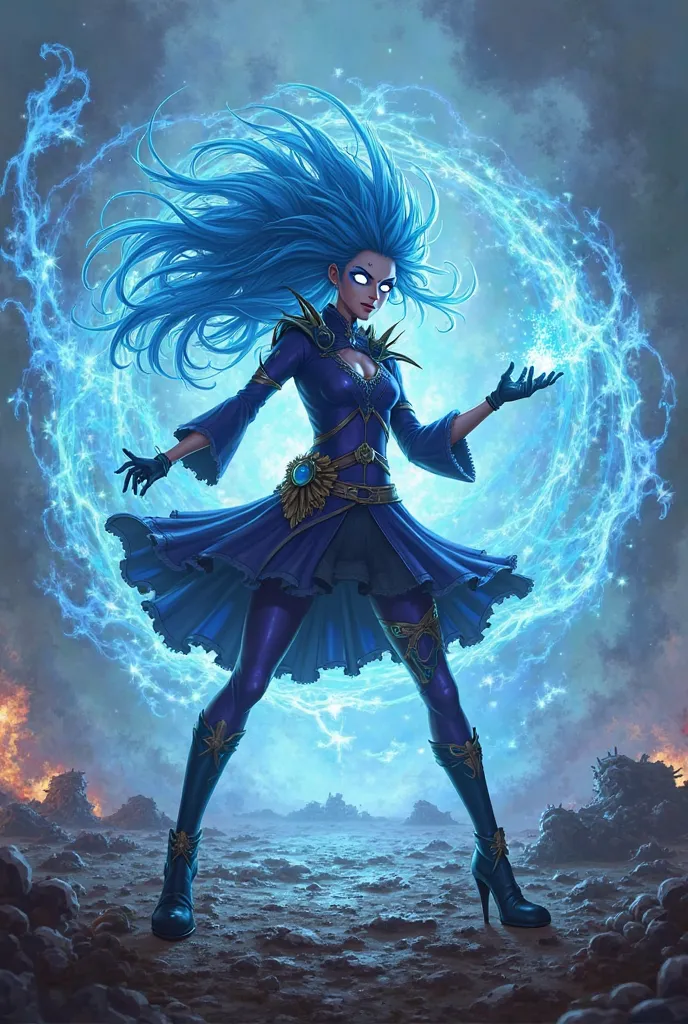 jinx from arcane blue hair castings illusion curse on the battel field 