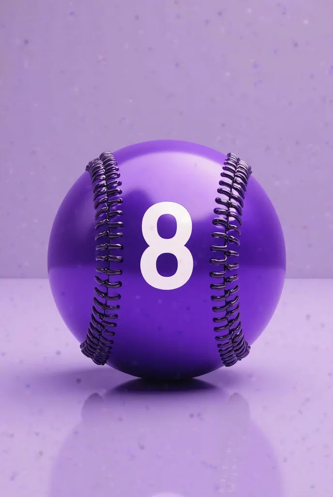 Purple baseball with the number 8 