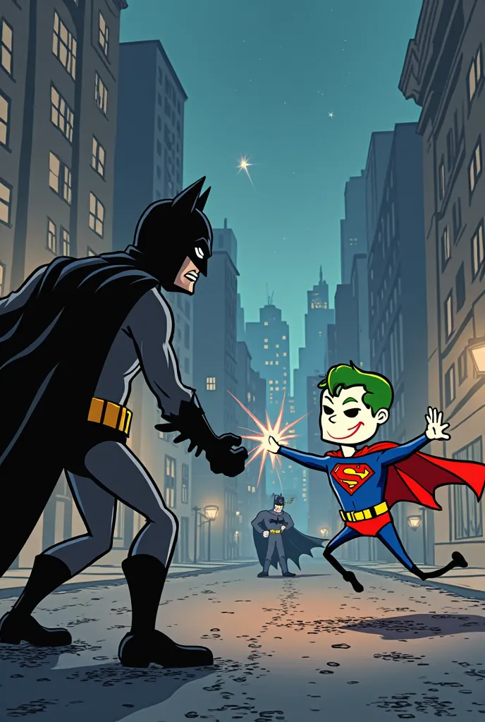 Here's a script for a short animated video:

Script
(Scene: Gotham City. Batman's enemy, the Joker, is fighting Stickman.)

Joker: "Ha! You're no match for me, Stickman!"

Stickman: "We'll see about that!"

(Stickman and the Joker engage in an epic battle,...