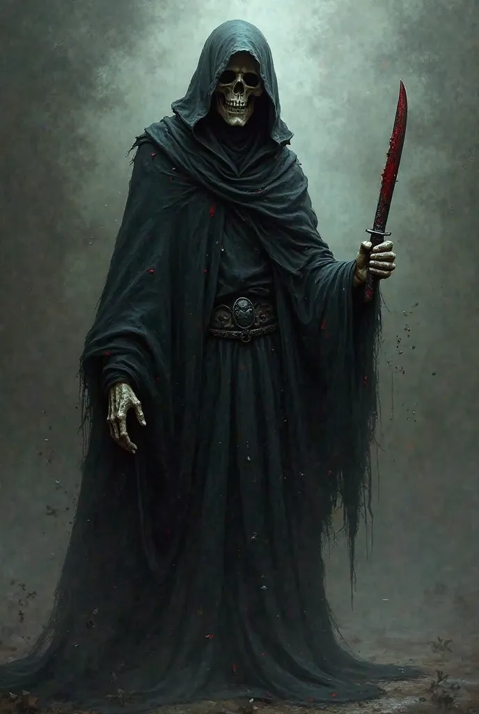 Grim Reaper with a smile and a bloody knife