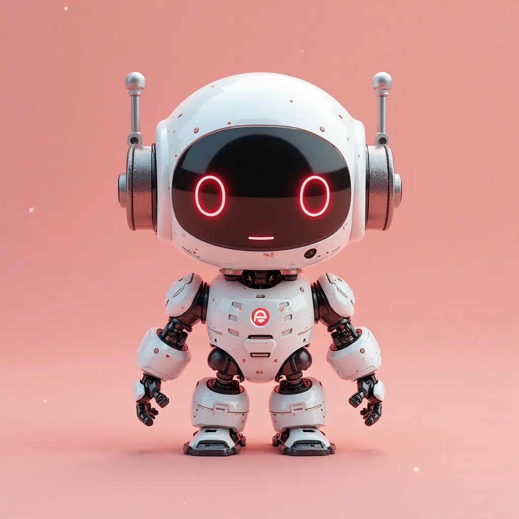 Ultra detailing adorable robot Nft, solid color background 