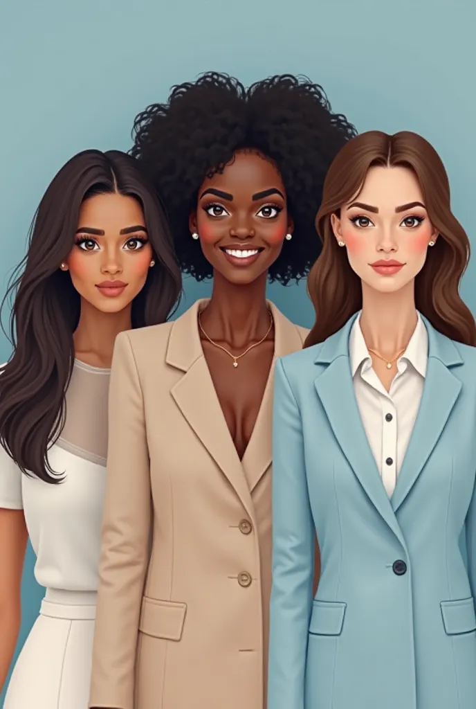 commemorating International Women's Day, **Composition Analysis:** 1. ** Visual Elements :** - In the center, there are three women being a black woman, Smiling brunette and Asian, creating a dynamic and modern effect . - , There is the image of women dres...