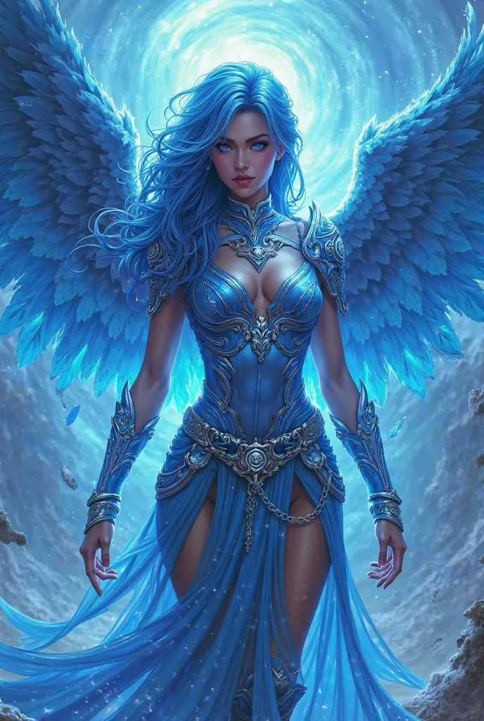 I want a female phoenix blue warrior and sexy with blue wings