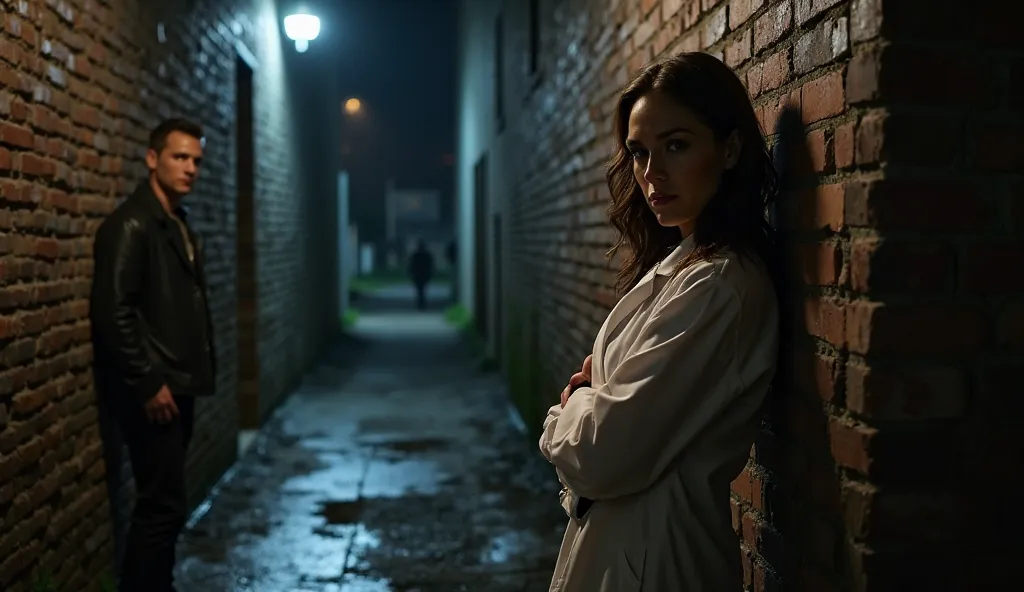 Chloe Morgan stands rigid in a shadowy alleyway behind the hospital, arms crossed tightly over her white doctor’s coat. Logan Carter, leaning against the brick wall, smirks, his piercing blue eyes locked onto her. A single flickering streetlamp above casts...